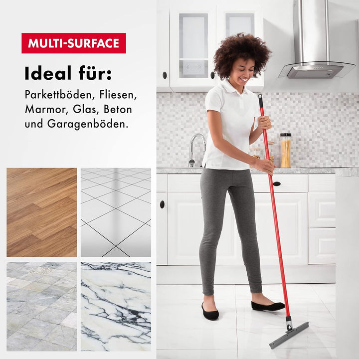 Wasserabzieher/Wasserschieber mit extra langlebiger 45cm Silikon Lippe, 4 Teile Griff 140cm, flexibl