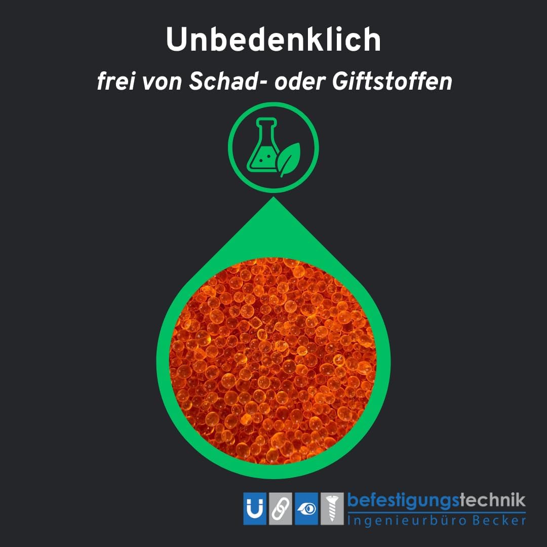 2 kg Silica Gel Orange Trockenmittel Indikator regenerierbar Entfeuchter (2 KG) 2 kg (1er Pack), 2 k