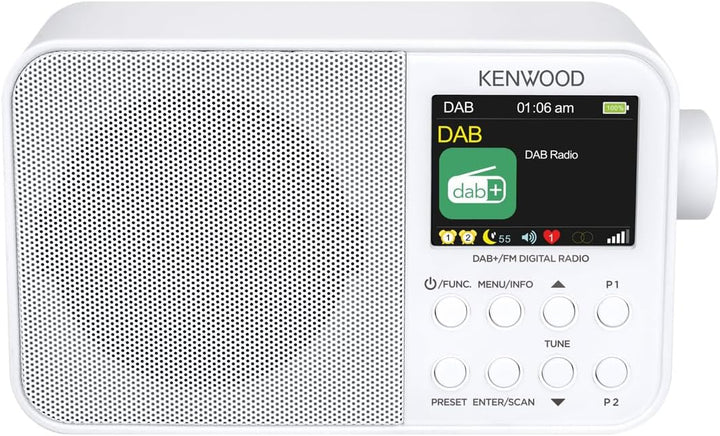 Kenwood CR-M30DAB-W - Tragbares DAB+ Radio mit Bluetooth, integriertem Akku & 6,1cm Farbdisplay, Wei
