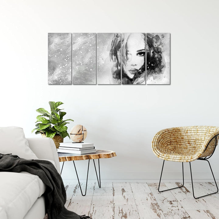 Runa Art Bild Frau Abstrakt Wandbilder auf Vlies Leinwand 5 Teilig Wanddekoration Wohnzimmer Schlafz