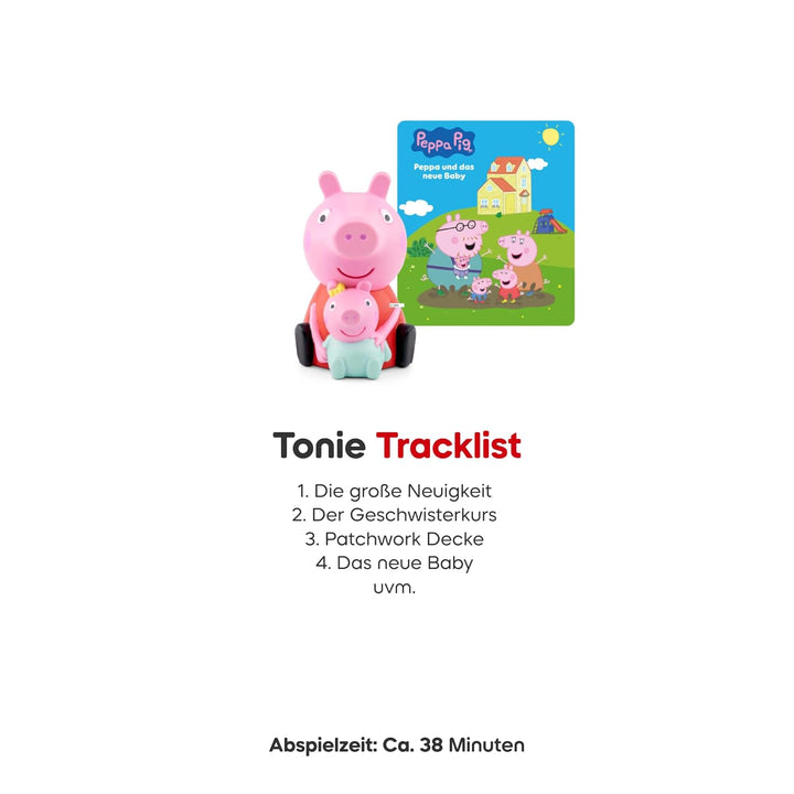tonies Hörfigur für Toniebox, Peppa Pig – Peppa und das Neue Baby, 6 herzerwärmende Geschichten für