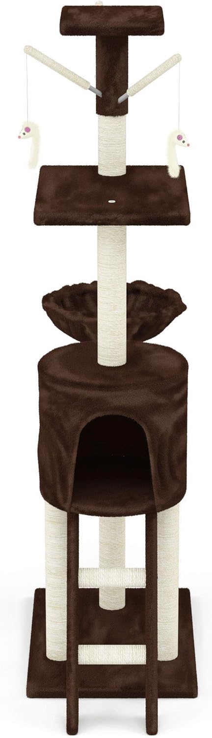 Beltom® KRATZBAUM KATZENKRATZBAUM KLETTERBAUM KATZENBAUM SPIELBAUM 140 cm. Park Spiele - Braun, Brau