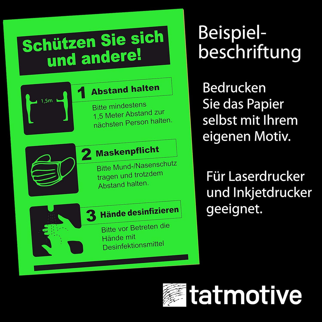 Neonpapier NEON Grün 500 Blatt DIN A4 80 g/qm farbiges Briefpapier, Leuchtpapier, 500 Blatt