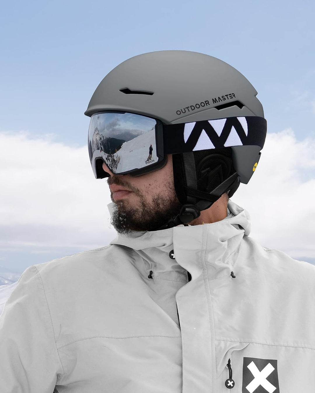 OutdoorMaster ELK MIPS Skihelm - Schneesporthelm Snowboardhelm für Männer Frauen &amp; Jugend Mattes Gra