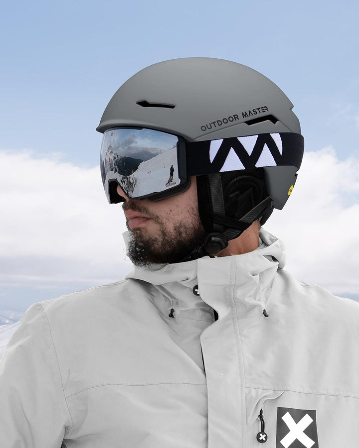 OutdoorMaster ELK MIPS Skihelm - Schneesporthelm Snowboardhelm für Männer Frauen &amp; Jugend Mattes Gra