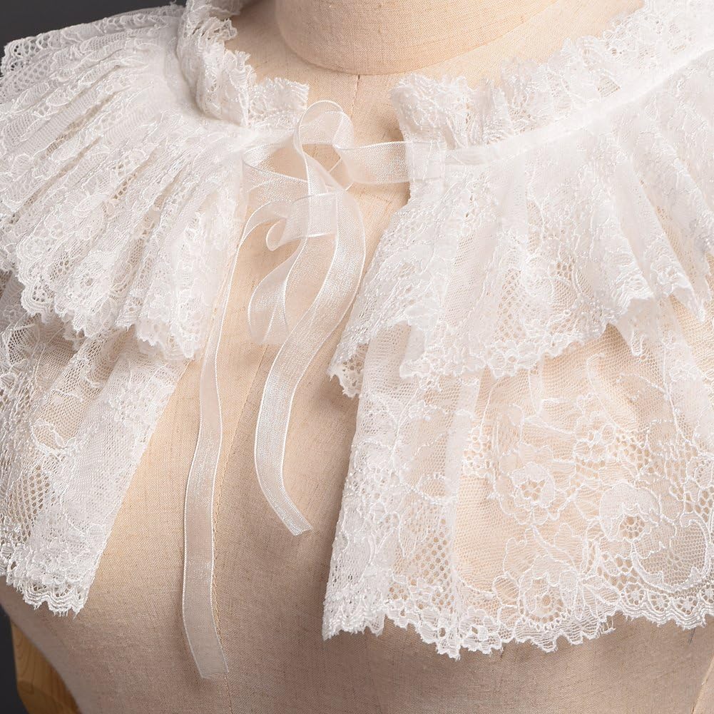 GRACEART Rüsche Halsband Viktorianisch Kostüm Weiss, Weiss
