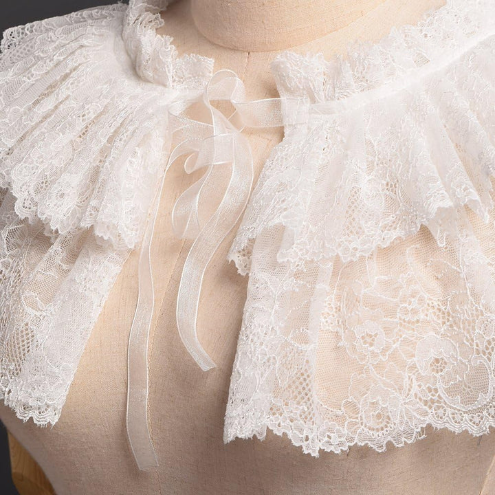 GRACEART Rüsche Halsband Viktorianisch Kostüm Weiss, Weiss