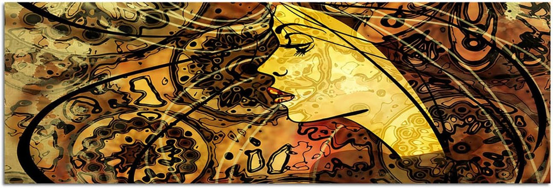 Augenblicke Wandbilder Leinwandbild als Panorama in 150x50cm Frau Gesicht Kunstwerk Gemälde