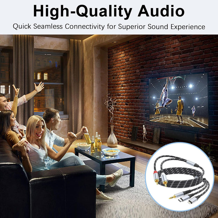 3,5mm zu RCA Audio Adapter, Lightning zu RCA Kabel für iPhone, iPad, MP3, Tablet, HDTV, Heim-Audiosy