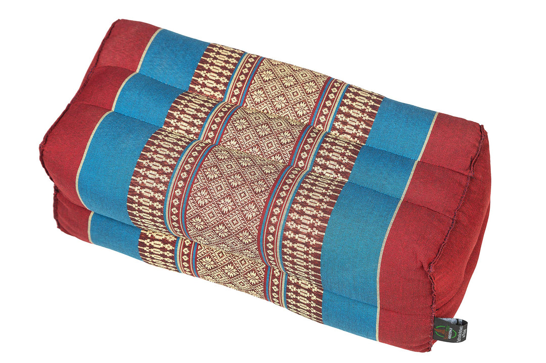 Kissen Block 35x15x10 mit Füllung aus Kapok. Perfekt für Meditation, Yoga und Entspannung, Blau &amp; Ro