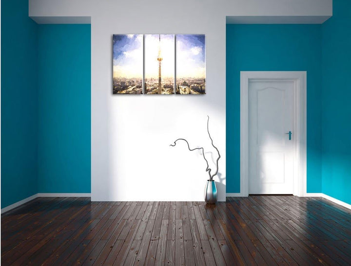 Pixxprint Berliner Fernsehturm als Leinwandbild/Grösse: 3 Teilig (120x80) cm/Wandbild/Kunstdruck/fer