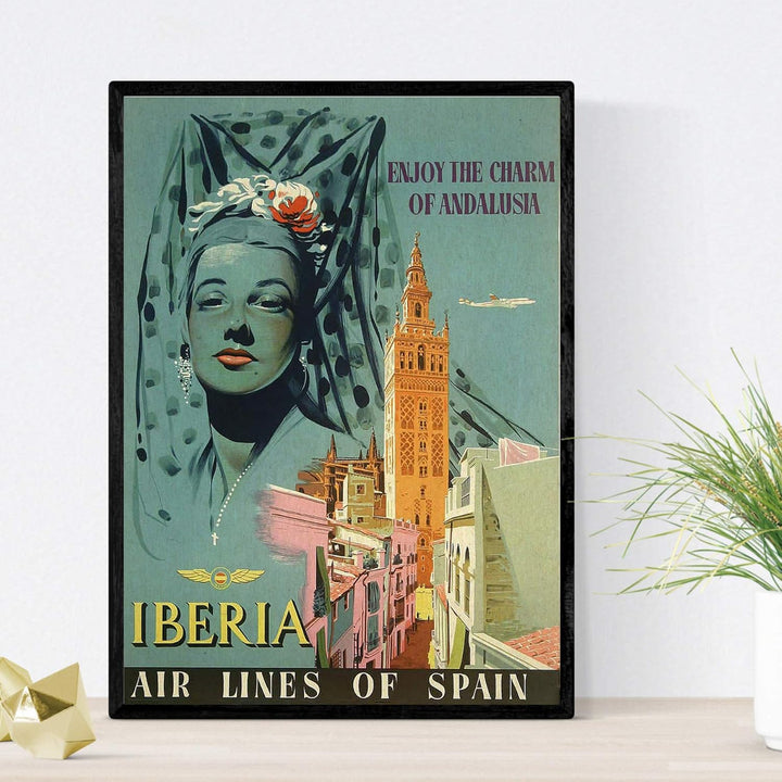 Nacnic Sets Travel Poster, Vater A3 mit Rahmen Spanien, A3 mit Rahmen Spanien