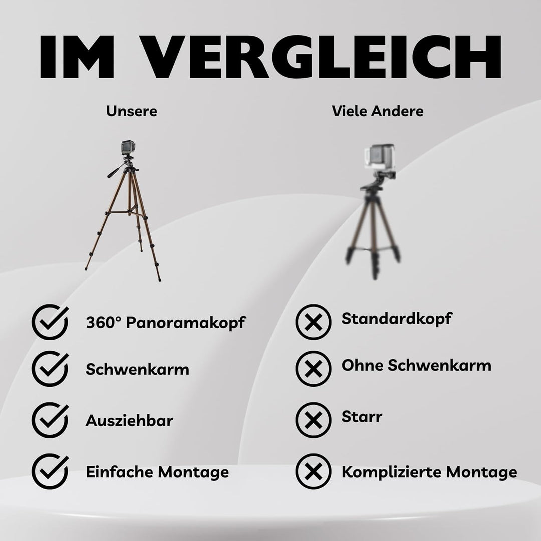 TronicXL 134cm Stativ Tripod Kamerastativ kompatibel mit DJI Osmo GoPro Hero Hero+ 3 4 5 6 7 8 9 10