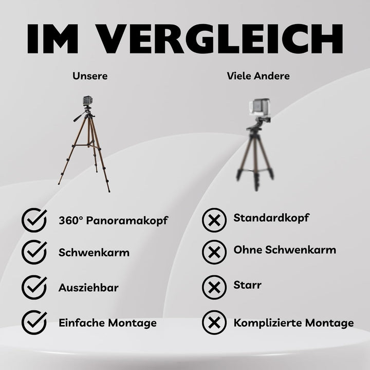 TronicXL 134cm Stativ Tripod Kamerastativ kompatibel mit DJI Osmo GoPro Hero Hero+ 3 4 5 6 7 8 9 10