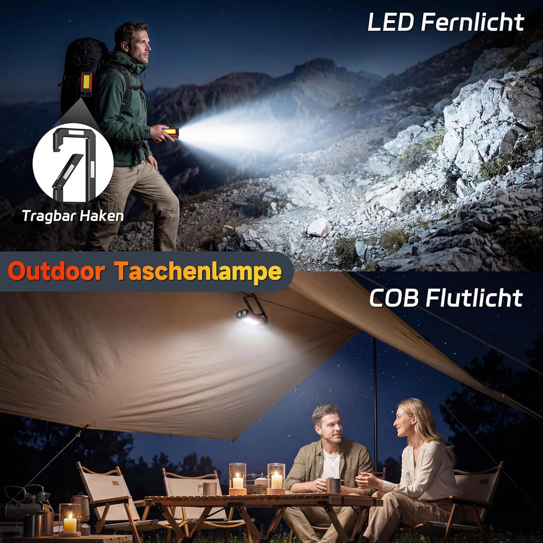 Daphomeu LED Arbeitsleuchte Taschenlampe, Ultra-Helle Werkstattlampe, Akku-Betrieben Inspektionslamp