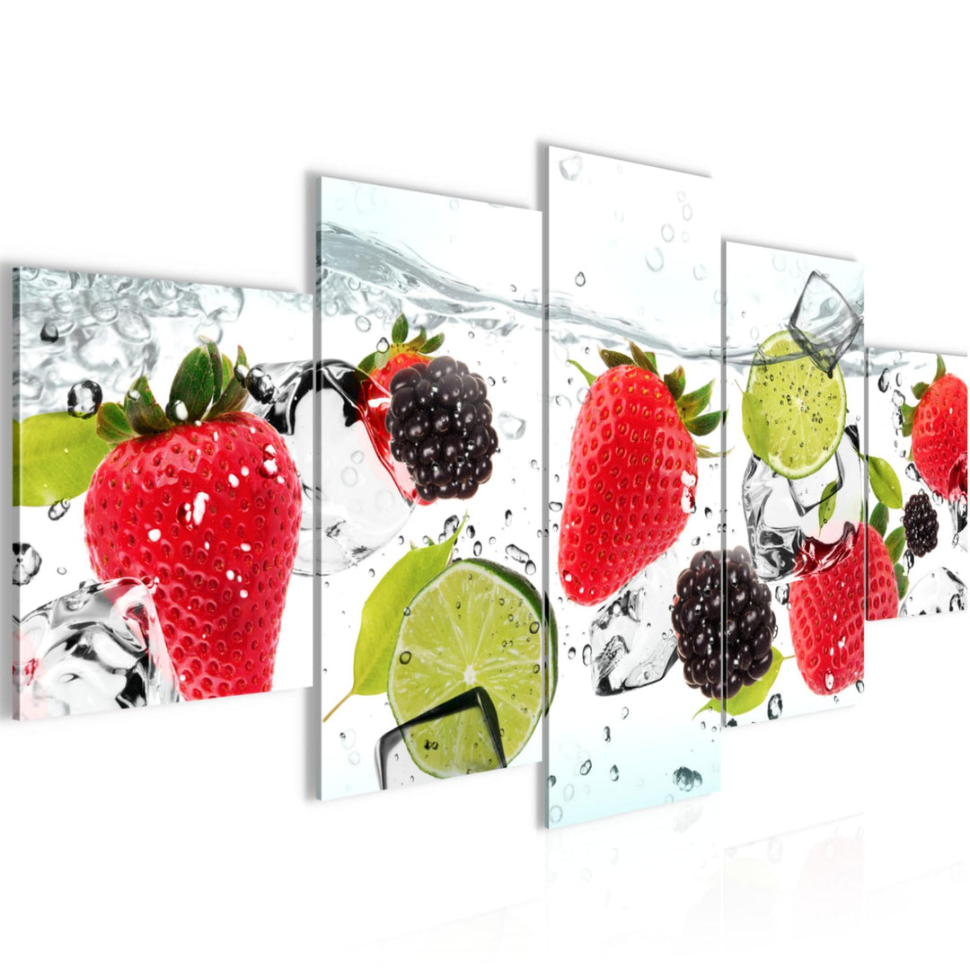 Runa Art Wandbilder Küche Obst 5 Teilig Bild auf Vlies Leinwand Deko Esszimmer Küchenbilder Lebensmi