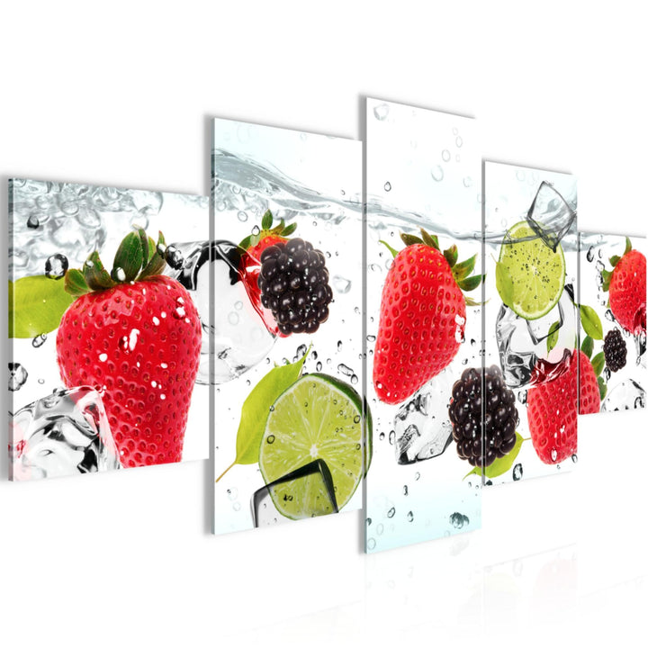 Runa Art Wandbilder Küche Obst 5 Teilig Bild auf Vlies Leinwand Deko Esszimmer Küchenbilder Lebensmi