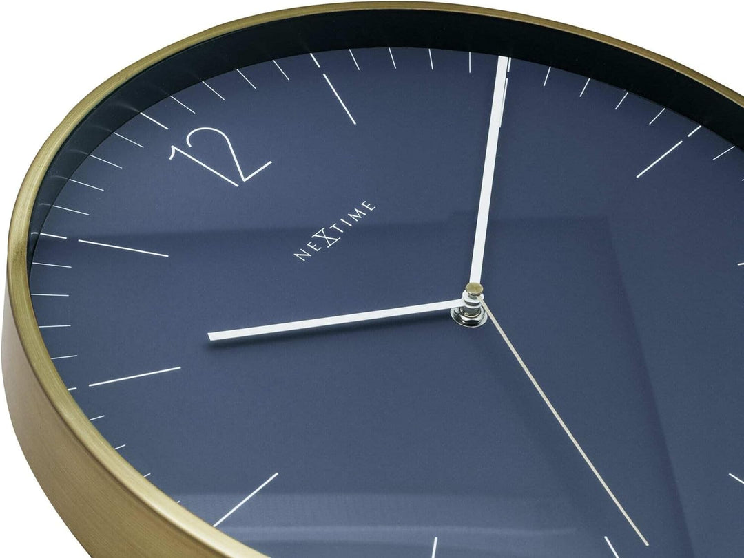 Nextime Wanduhr Essential Gold Dia. 34cm Aluminium Weiss Ø 34 cm Aluminium Weiss, Ø 34 cm Aluminium