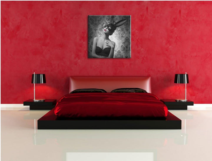 Pixxprint Maskierte attraktive Frau als Leinwandbild Quadratisch/Grösse: 70x70 / Wandbild/Kunstdruck