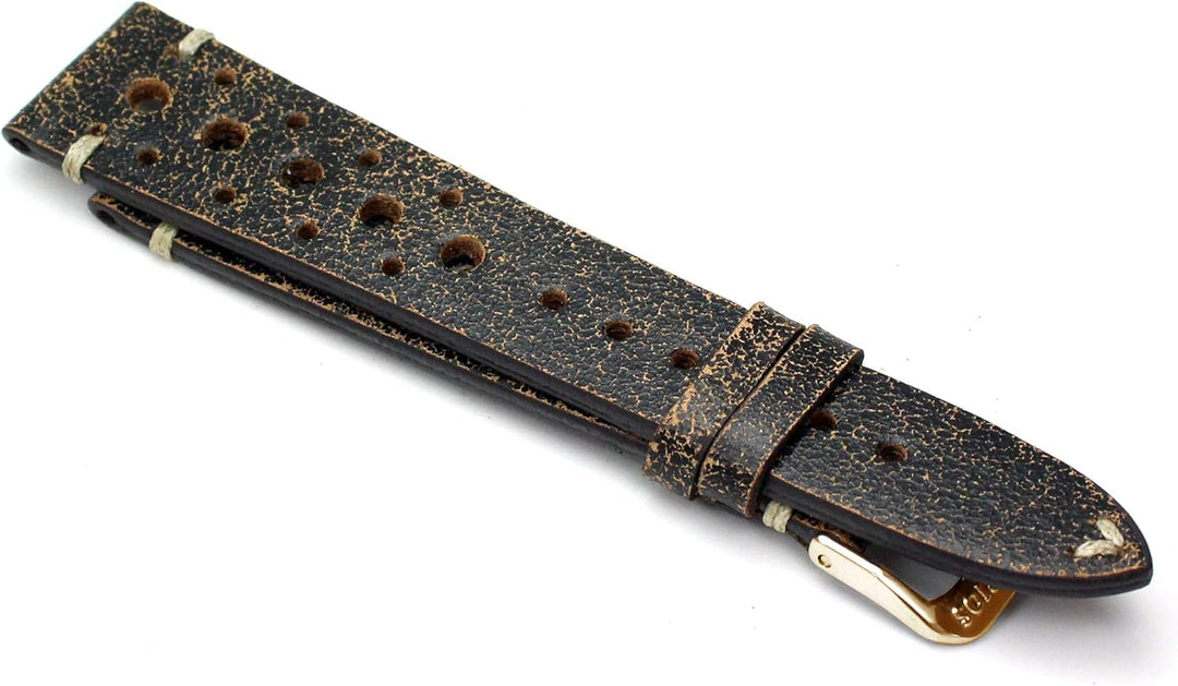 RIOS1931 Rallye Gold Vintage Rindsleder Uhrenarmband handgemacht in Deutschland Robust 20mm schratch