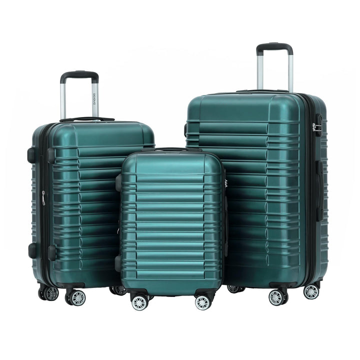 BEIBYE Zwillingsrollen Reisekoffer Koffer Trolleys Hartschale M-L-XL-Set (Dunkelgrün, Set) Dunkelgrü