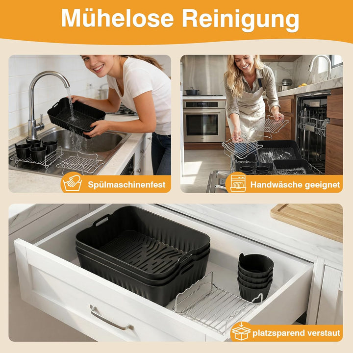 Heissluftfritteuse Silikonform Zubehör für COSORI Dual Blaze TwinFry 10L, 3 Stück Airfryer Silikonfo