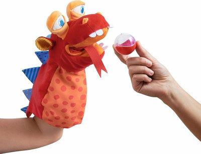 HABA Handpuppe Allesfresser-Monster – Mit beweglichen Augen und Kunststoffkugel als Monsterfutter –