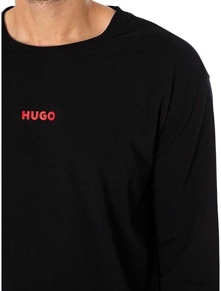 HUGO Herren Linked Ls-Shirt Pyjama Longsleeve M Black1, M Black1