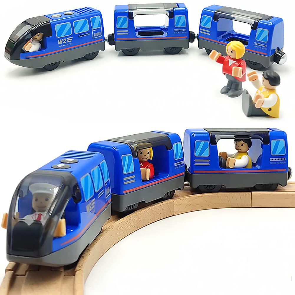 TOPLIVING Batteriebetriebener Zug für Holzeisenbahngleis-Set Spielzeug Hochgeschwindigkeit für Klein