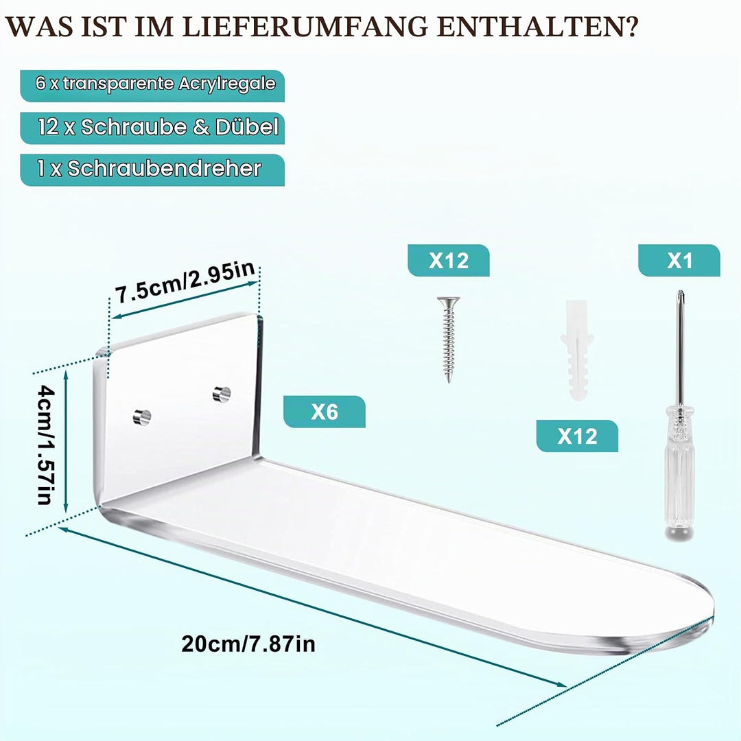 6 Pack Schwimmende Schuh Regale, Transparente Acryl Schuh Regale Montiert EIN der Wand, für die Anze