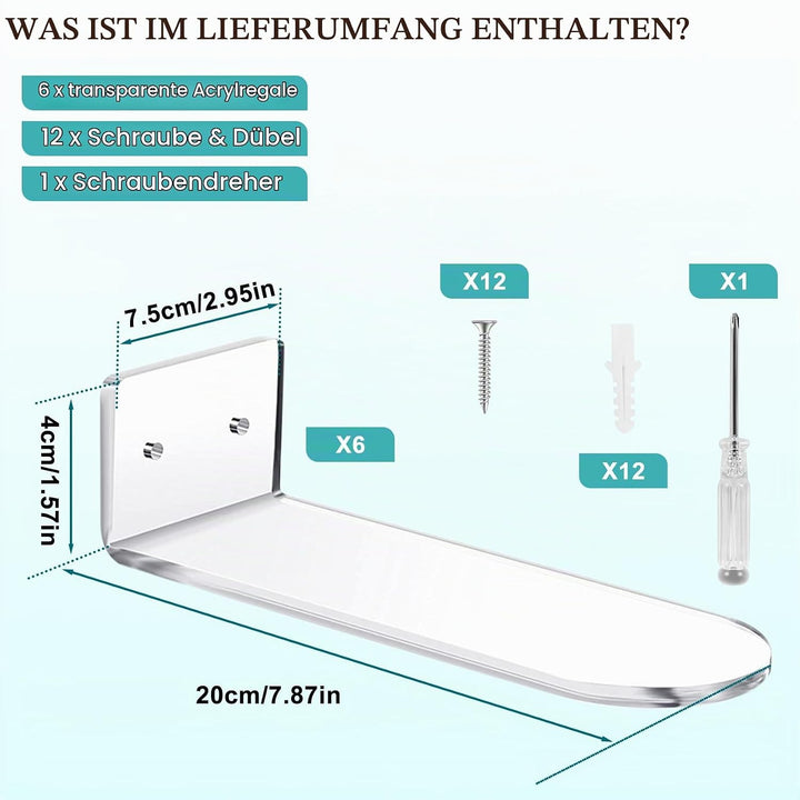 6 Pack Schwimmende Schuh Regale, Transparente Acryl Schuh Regale Montiert EIN der Wand, für die Anze