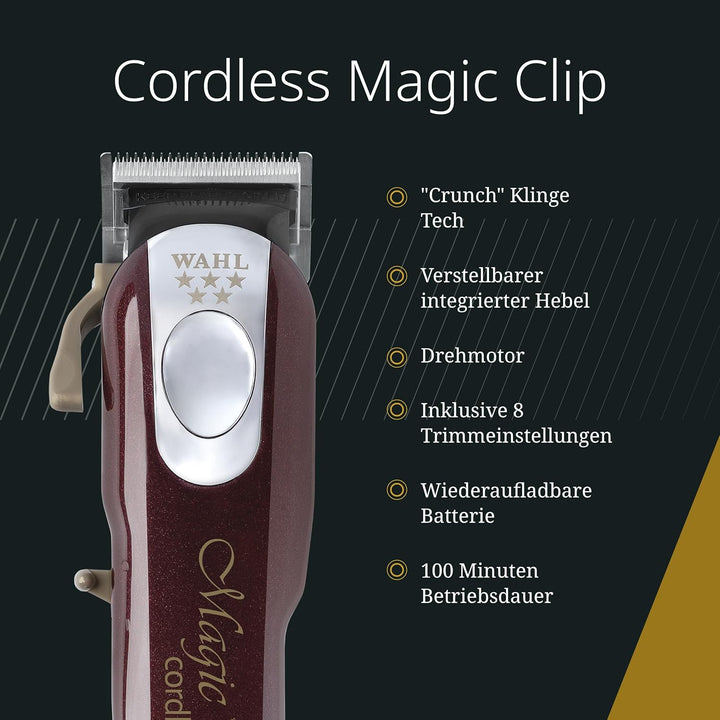 Wahl Cordless Magic Clip - Haarschneidemaschine für Blending, Rot, Cordless