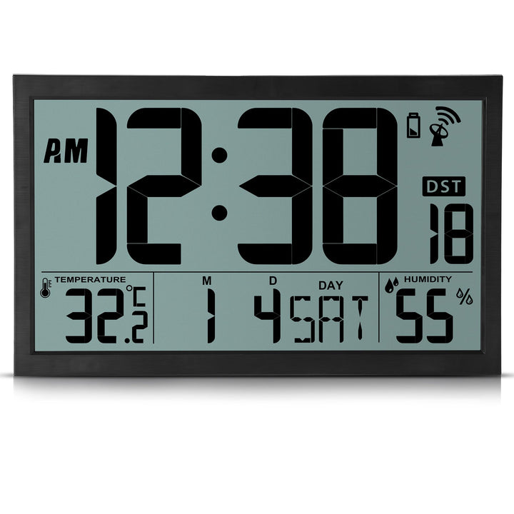 Sukeen Wanduhr Funk, Digitale Wanduhr Gross Funk, 16,7" Digitaluhr Batteriebetrieben, DCF-Funkuhr Ti