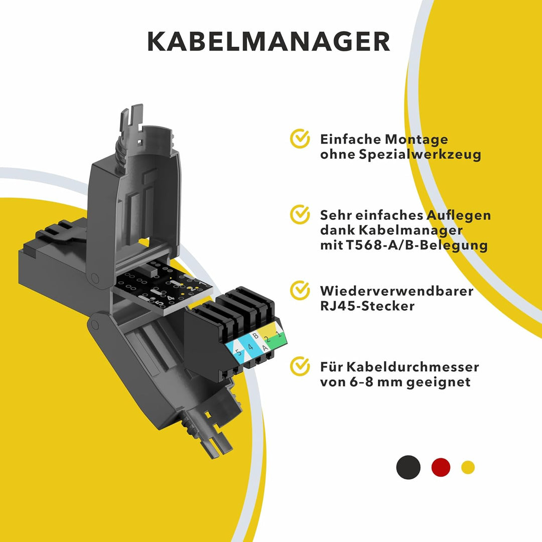 RedStar24 RJ45 Stecker Werkzeuglos CAT 7 CAT 8 Netzwerkstecker für Verlegekabel CAT8 CAT7 CAT6a LSA