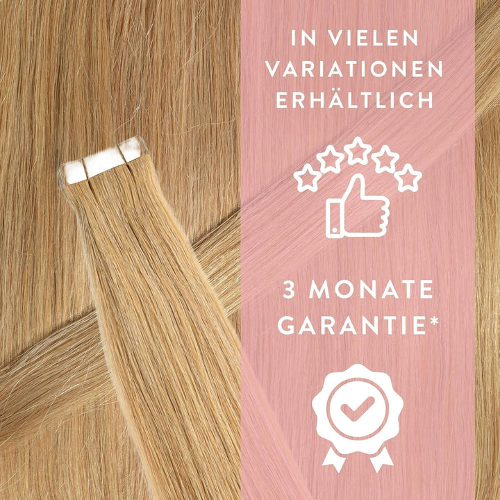 hair2heart Premium Tape Extensions Echthaar glatt - 10 Tapes 2.5g 50cm 9/31 lichtblond gold-asch 50c