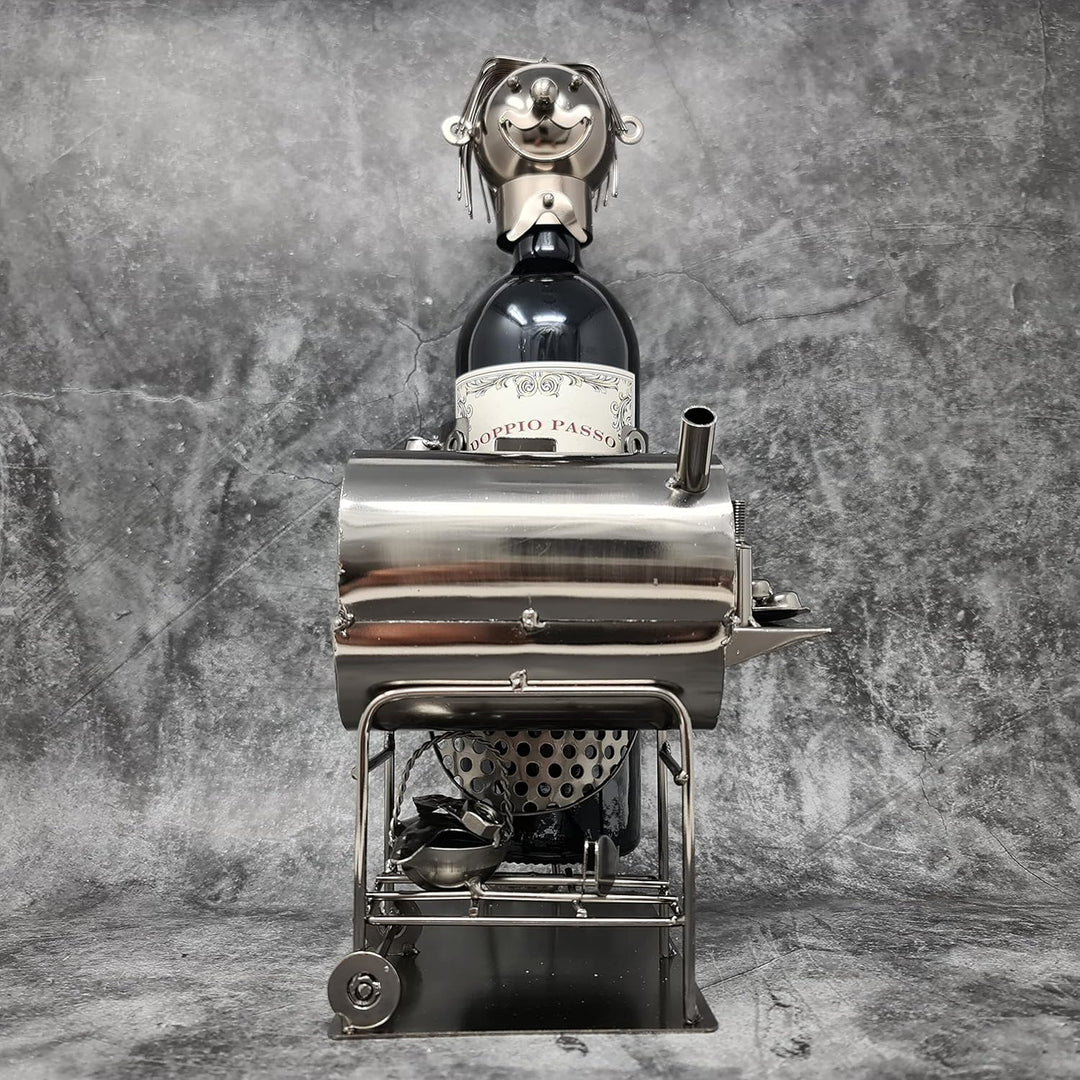 Extravaganter Wein Flaschenhalter Modernes Barbecue aus Metall Höhe 31 cm