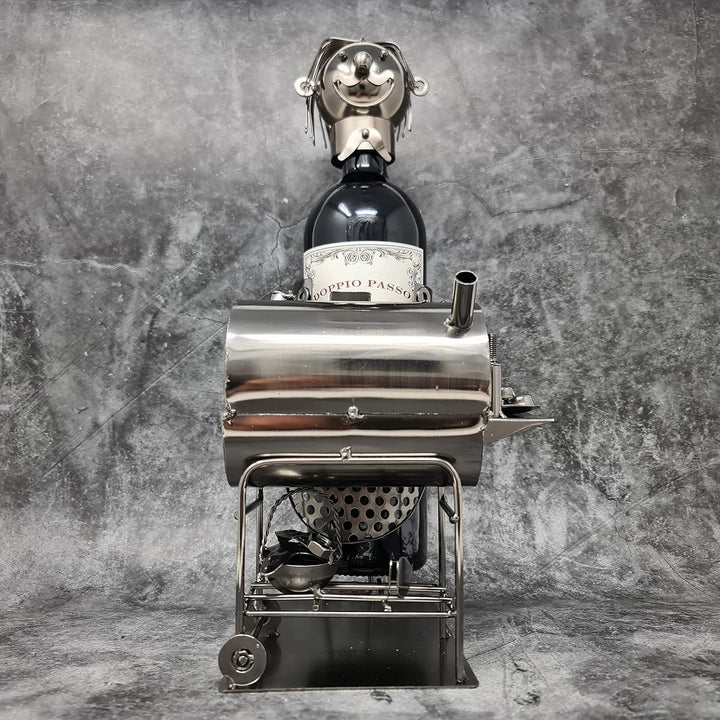 Extravaganter Wein Flaschenhalter Modernes Barbecue aus Metall Höhe 31 cm