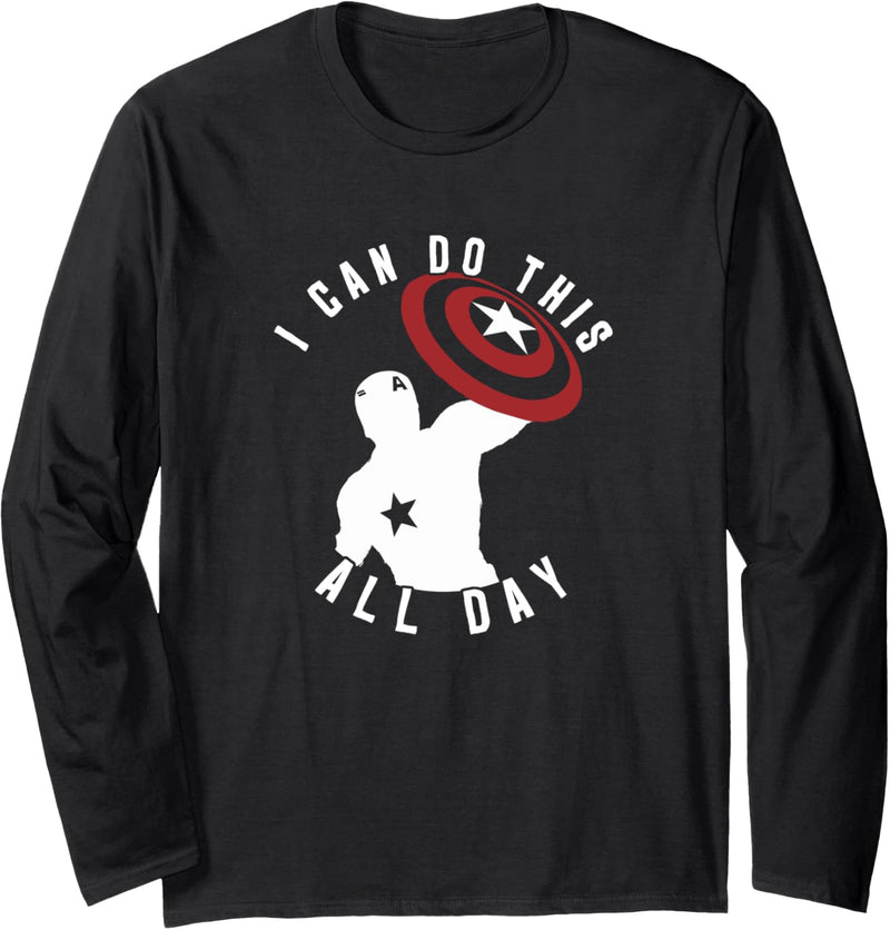 Marvel Captain America I Can Do This All Day SIlhouette Langarmshirt
