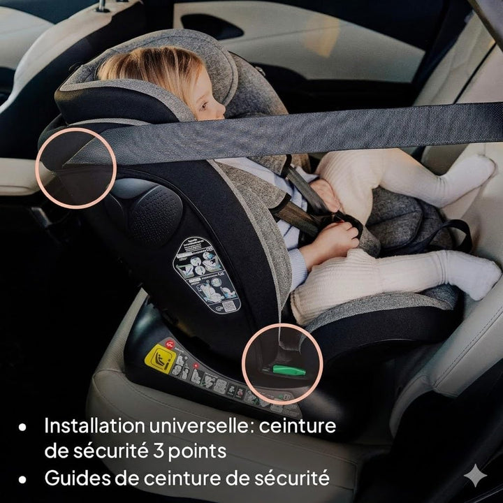 Nania Prato Kinderautositz – I-Size 40-150 cm – mitwachsend bis ca. 12 Jahre – Befestigung für Siche