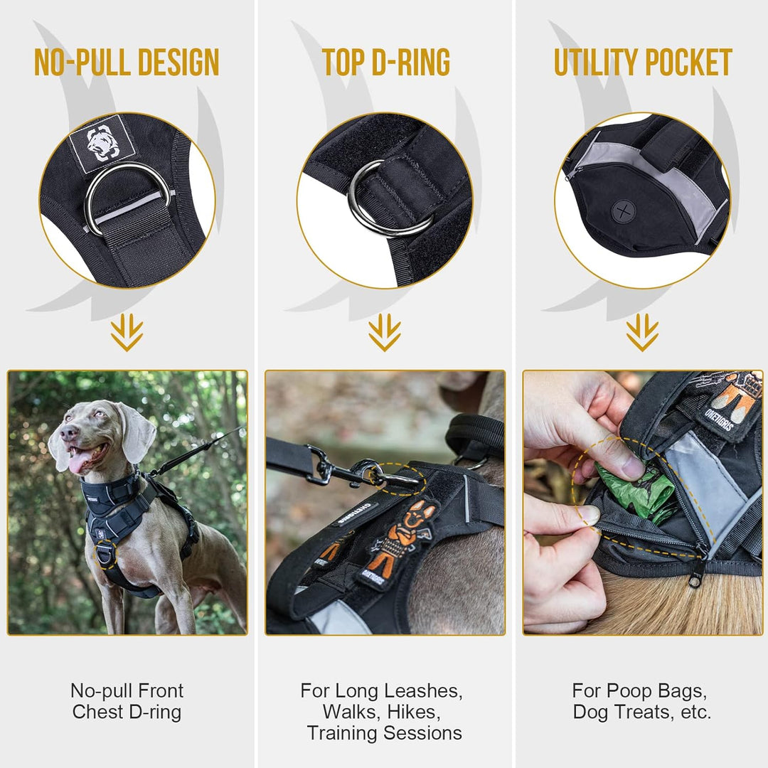 OneTigris Grover Taktisches No Pull Hundegeschirr für Grosse/Mittlere Hunde Einstellbar Brustgeschir