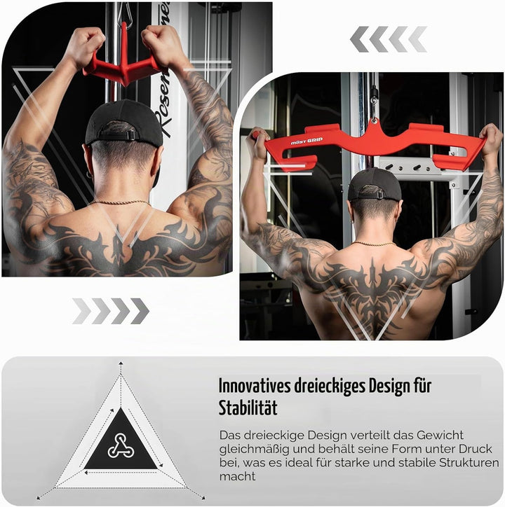 Latzugstange Set mit 8 Ergonomischen Griffen, Dreieckige Stabilität Latzug Griff für Das Training de