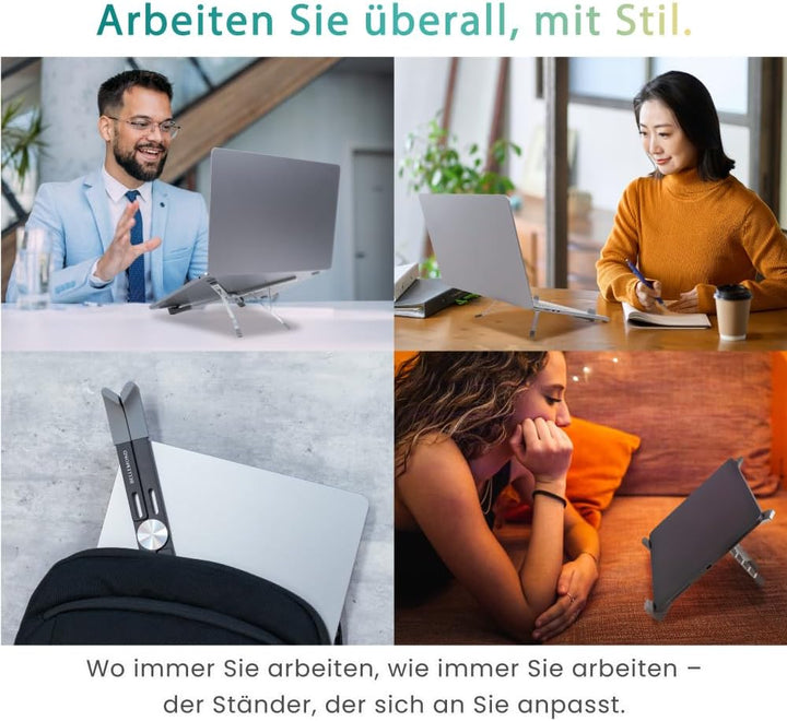 BELLEMOND Verstellbarer Laptopständer | Faltbar, Aluminium | Ergonomisches X-Frame-Design aus Japan