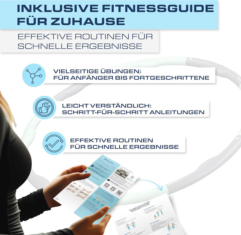 ELANI Hula Hoop Reifen Erwachsene - 1,2kg, 90cm Durchmesser, mit Wellenform und Trainingsguide, indi