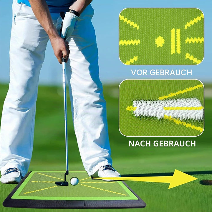 Golf-Schwingmatte – Sofortige Rückkehr | Indoor/Outdoor Trainingsmatte | rutschfeste Unterseite, lan
