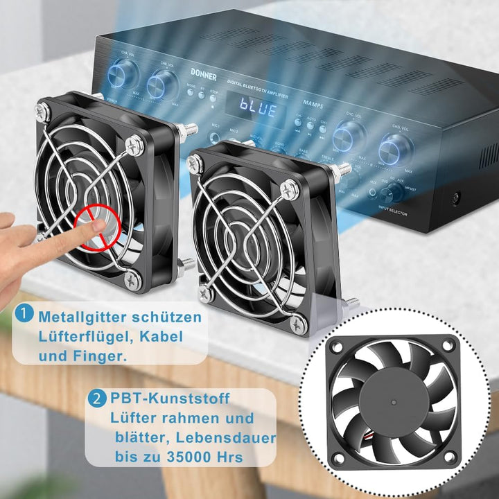 GDSTIME 2 Stück 60mm USB Lüfter 60 x 15mm USB PC Lüfter 5V 60x60 Computer Ventilator 3 Einstellbare