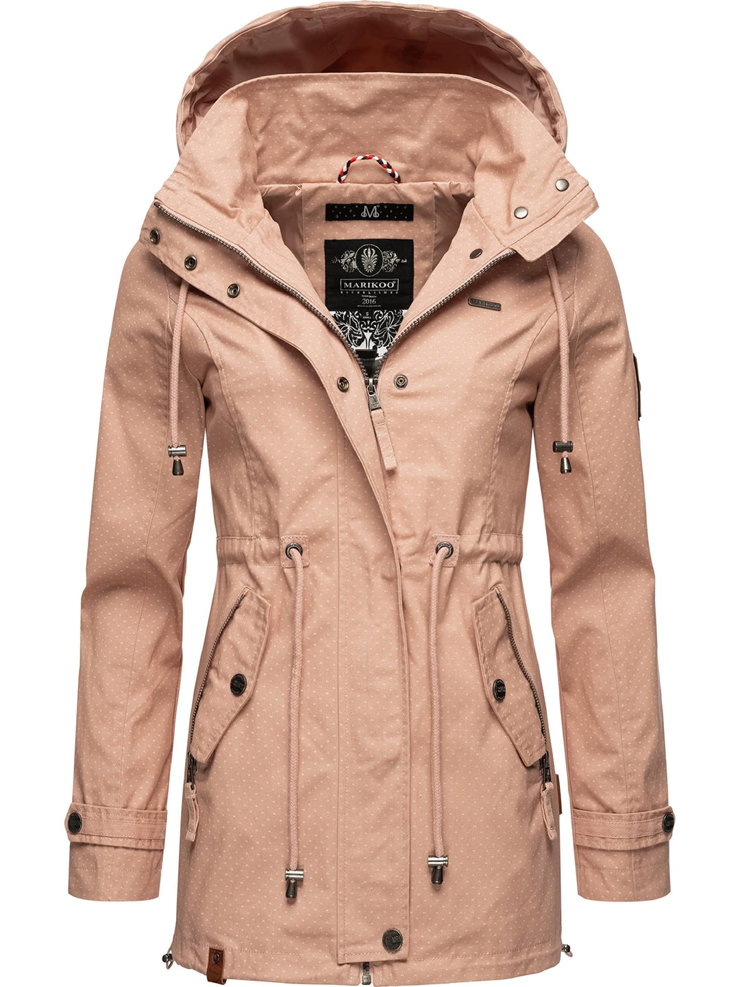 MARIKOO Damen leichte Übergangsjacke Baumwoll-Parka mit Kapuze Nyokoo XS-XXL M Light Rose W.p., M Li