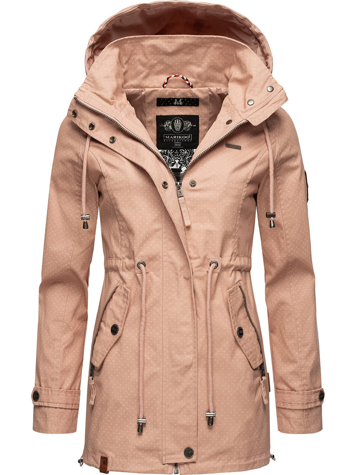 MARIKOO Damen leichte Übergangsjacke Baumwoll-Parka mit Kapuze Nyokoo XS-XXL M Light Rose W.p., M Li