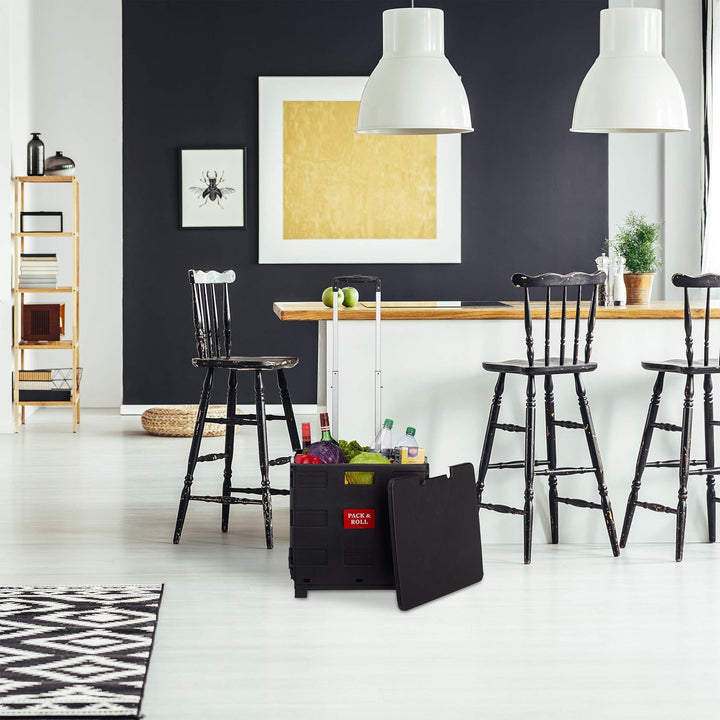 Relaxdays Einkaufstrolley klappbar, mit Teleskopgriff & Deckel, Transporttrolley, bis 35 kg, HBT 99x