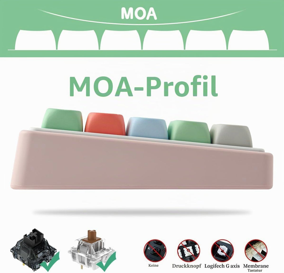 Tsungup PBT Keycaps, Custom Cute Keycaps 126 Tasten MOA Profil Dye-Sublimation Keycap Set Kompatibel
