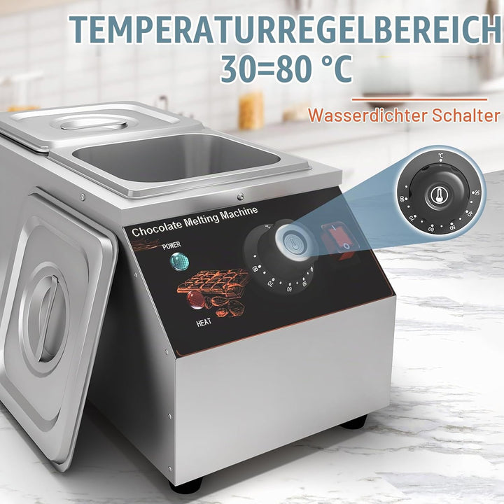 Schokolade Schmelztiegel, Temperiergerät Schokolade Temperiermaschine mit 2 Töpfen Kommerzielle Elek